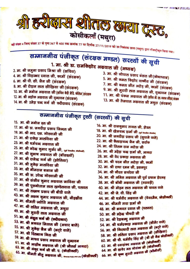 Shree Haridas Sheetal Chhaya Trust certificate / legal document